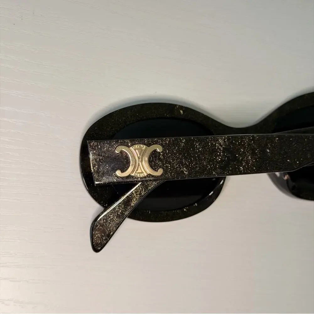 New! Celine Black Glitter Triomphe Sunglasses, CL40194U 03A, Authentic